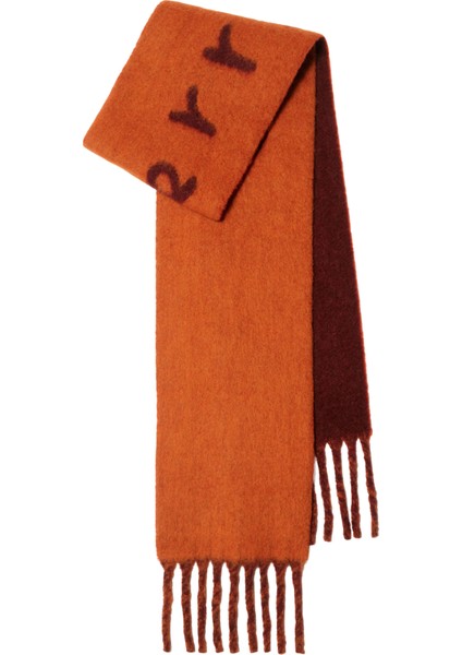 Reversible Logo Alpaca Turuncu Yün Blend Unisex Atkı