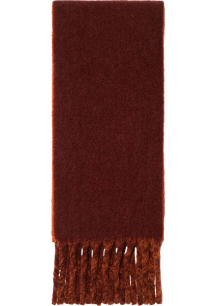 Reversible Logo Alpaca Turuncu Yün Blend Unisex Atkı