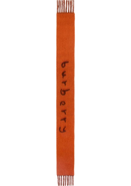 Reversible Logo Alpaca Turuncu Yün Blend Unisex Atkı