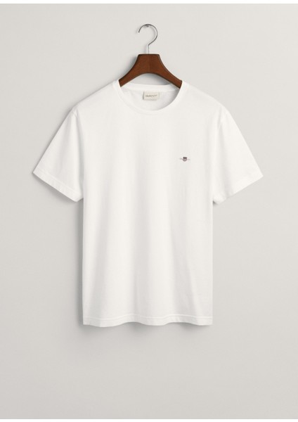 Beyaz Logolu Bisiklet Yaka Regular Fit Erkek T-Shirt indirimleri