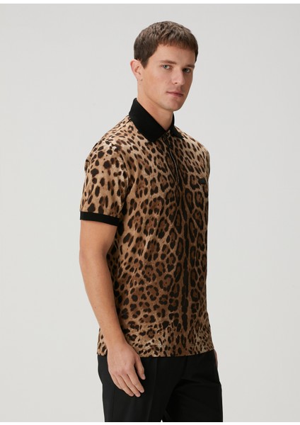 Leopar Desenli Polo Yaka T-Shirt modelleri