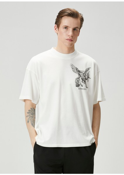 Krem Baskılı T-Shirt