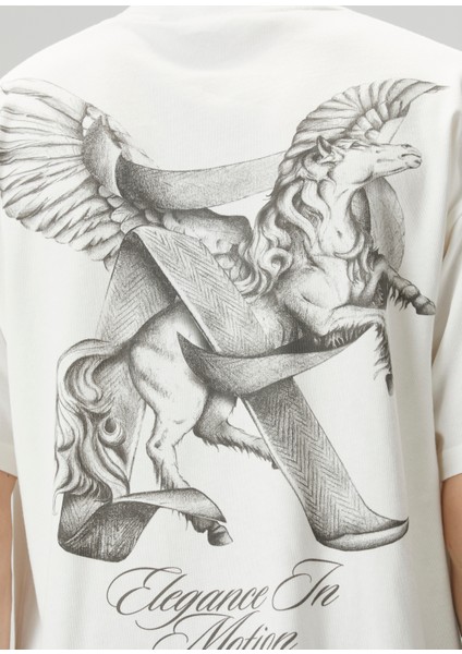 Krem Baskılı T-Shirt
