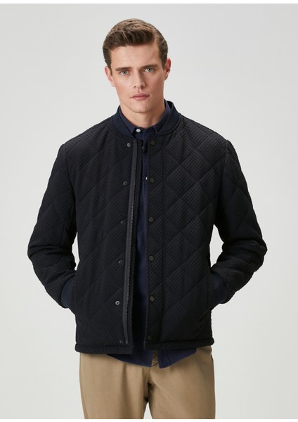 Lacivert Kapitoneli Bomber Mont