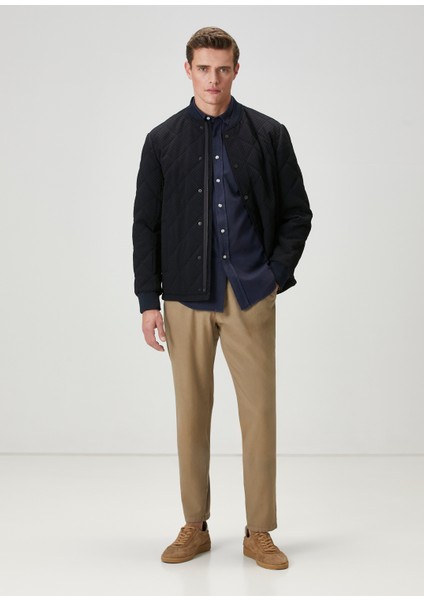 Lacivert Kapitoneli Bomber Mont