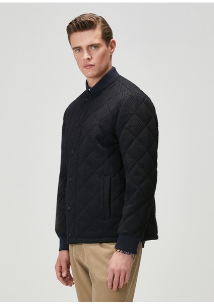 Lacivert Kapitoneli Bomber Mont