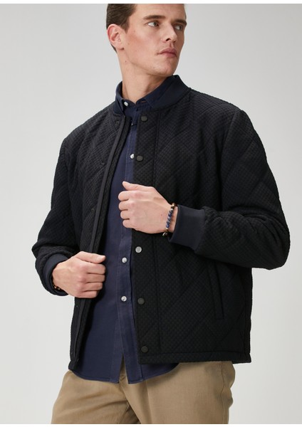 Lacivert Kapitoneli Bomber Mont