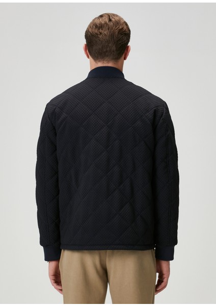Lacivert Kapitoneli Bomber Mont