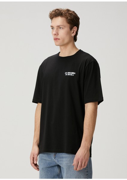 Siyah Logo Baskılı Oversized T-Shirt modelleri