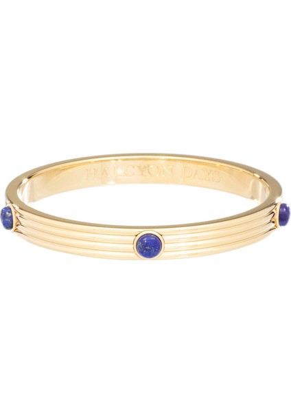 Ribbed Cabochon Deep Cobalt Mavi Altın Rengi Kadın Bilezik