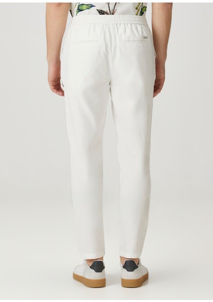 Essentials Kırık Beyaz Bel Kordonlu Twill Pantolon