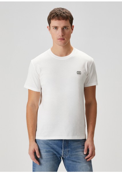 Fildişi Logo Detaylı T-Shirt