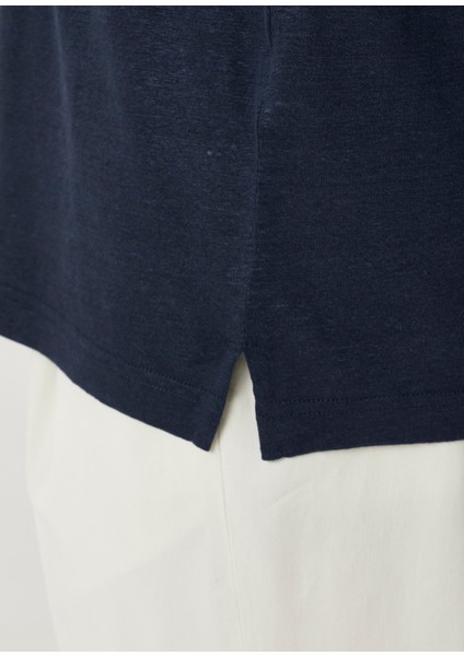 Lacivert Keten T-Shirt