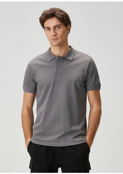 Gri Polo Yaka T-Shirt