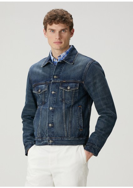 Koyu Mavi Denim Ceket