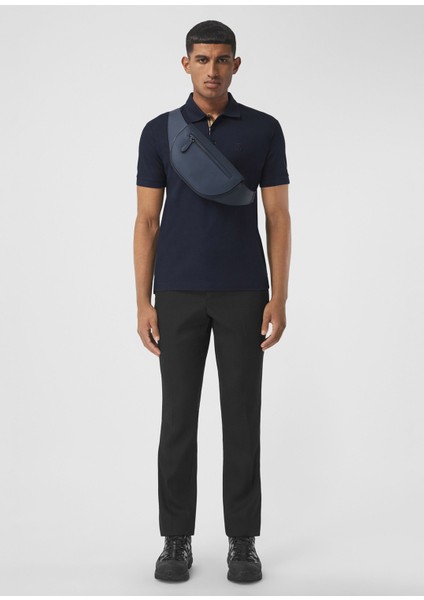 Eddie Monogram Motif Cotton Piqu Lacivert Polo Yaka T-Shirt fiyatları