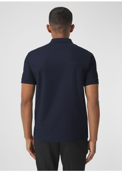 Eddie Monogram Motif Cotton Piqu Lacivert Polo Yaka T-Shirt modelleri