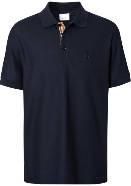 Eddie Monogram Motif Cotton Piqu Lacivert Polo Yaka T-Shirt fırsatları