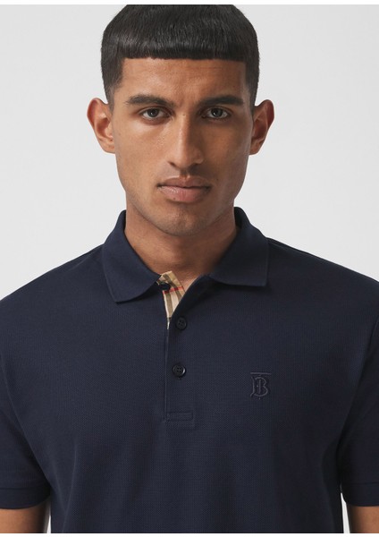Eddie Monogram Motif Cotton Piqu Lacivert Polo Yaka T-Shirt indirimleri