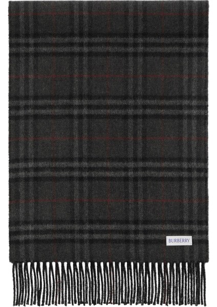 Reversible Check Kaşmir Siyah Kadın Atkı