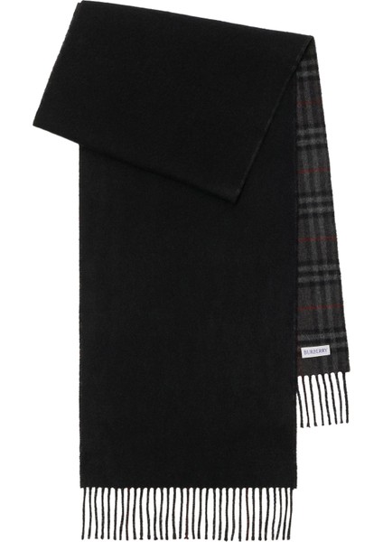 Reversible Check Kaşmir Siyah Kadın Atkı