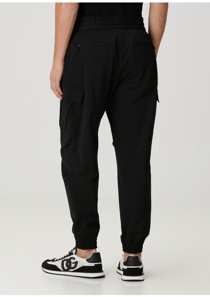 Siyah Beli Kordonlu Jogger Pantolon
