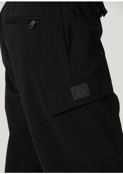 Siyah Beli Kordonlu Jogger Pantolon