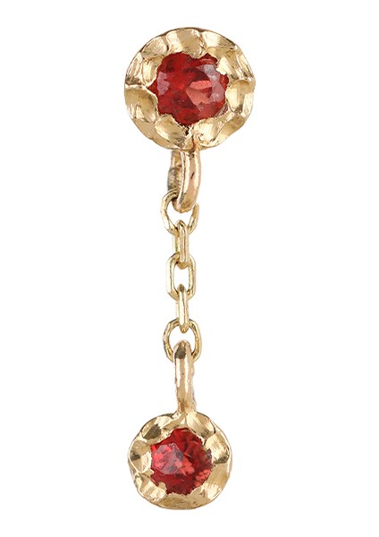 Santa Rosa Orange Safir Taşlı 14 Ayar Altın Kadın Tek Küpe