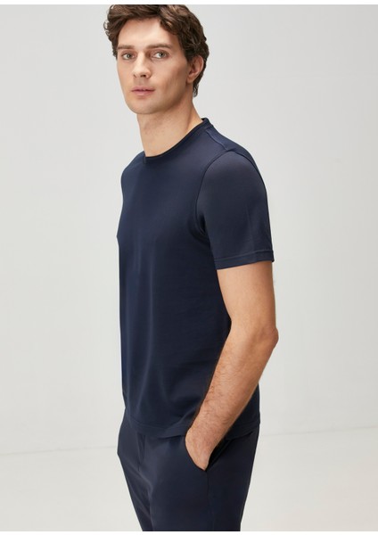 Lacivert Merserize T-Shirt