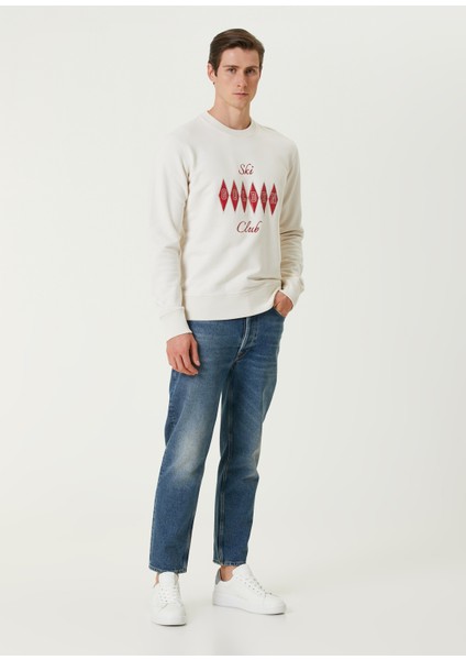 Kırmızı Beyaz Nakışlı Sweatshirt fiyatları