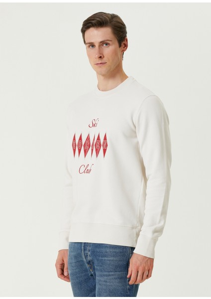 Kırmızı Beyaz Nakışlı Sweatshirt modelleri