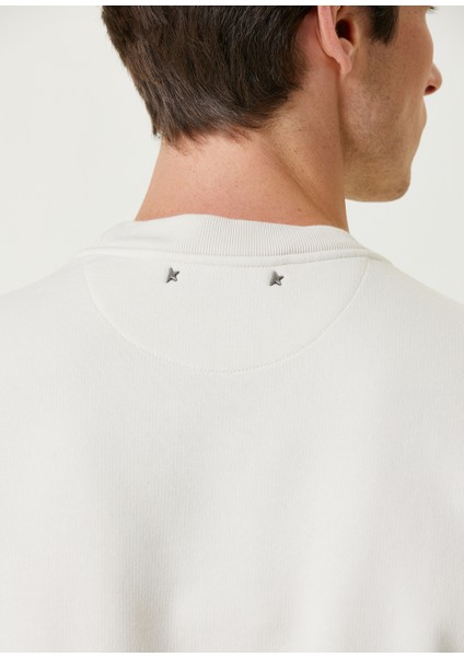 Kırmızı Beyaz Nakışlı Sweatshirt