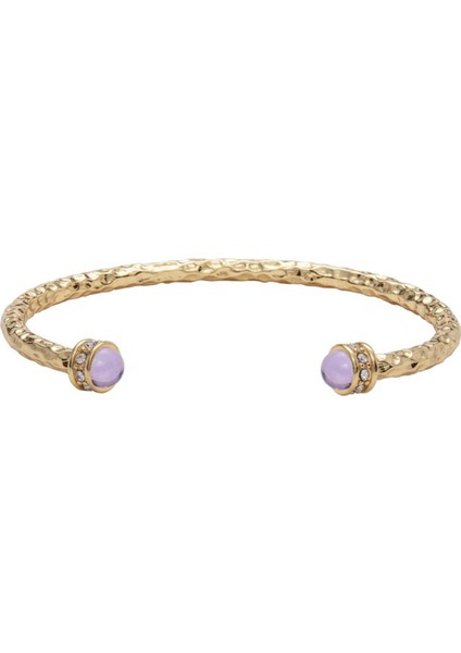Hammered Jewel Amethyst 18 Ayar Altın Kaplama Kadın Bileklik