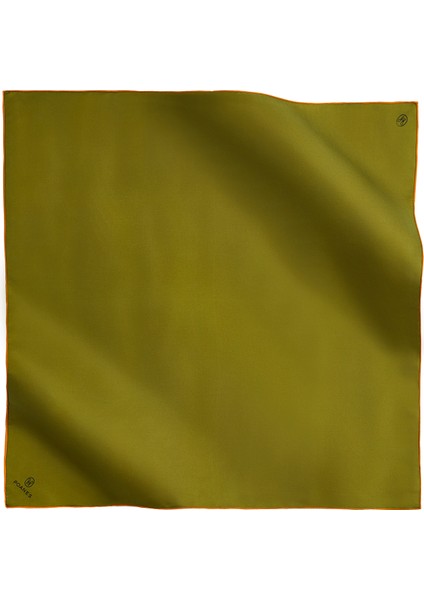 Twill Çift Baskılı Yeşil & Turuncu Ipek Eşarp