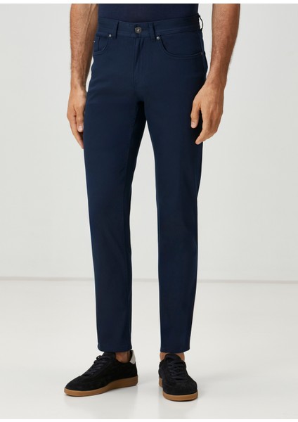 Lacivert Twill Dokulu Spor Pantolon
