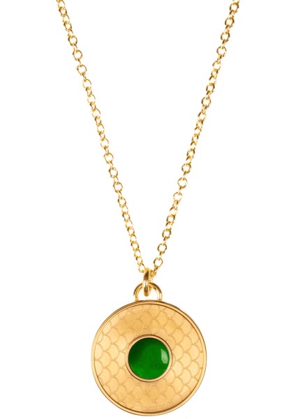 Salamander Cabochon Emerald Gold Altın Kaplama Kadın Kolye