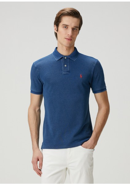 Indigo Polo Yaka T-Shirt