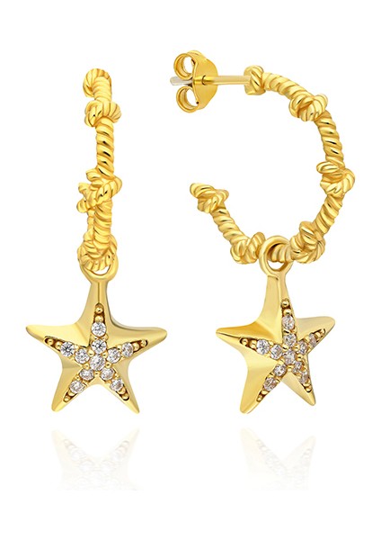 Starfish 18 Ayar Altın Kaplama Küpe