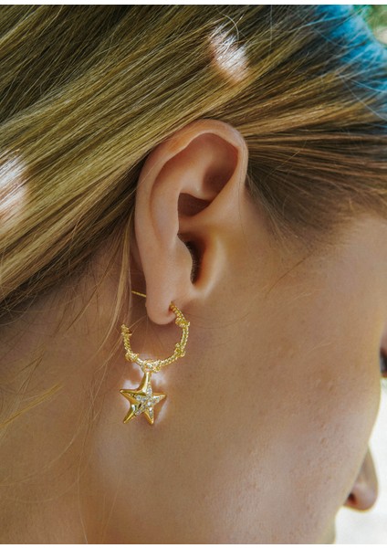 Starfish 18 Ayar Altın Kaplama Küpe