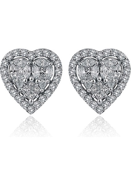 Shiny Heart 18 Ayar Altın Kadın Pırlanta Küpe