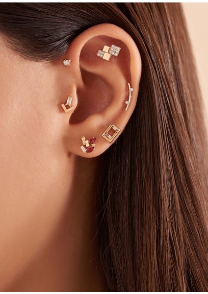 Petra Pırlanta Taşlı 14 Ayar Rose Altın Kadın Piercing fiyatları