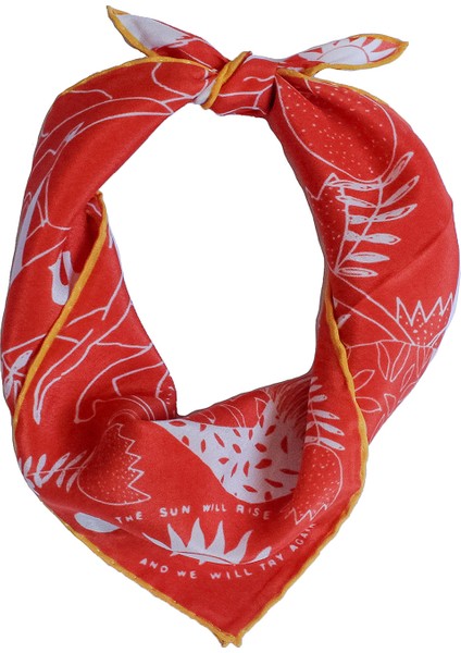 Turuncu Kare Ipek Unisex Fular