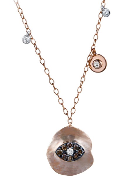 Pırlanta Nazar 14 Ayar Altın Rose Gold Kadın Kolye