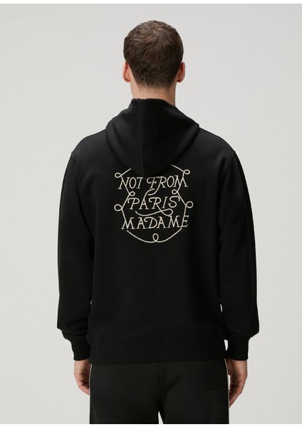 Siyah Kapüşonlu Logo Nakışlı Sweatshirt fırsatları