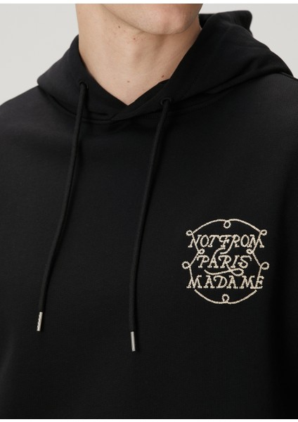 Siyah Kapüşonlu Logo Nakışlı Sweatshirt indirimleri