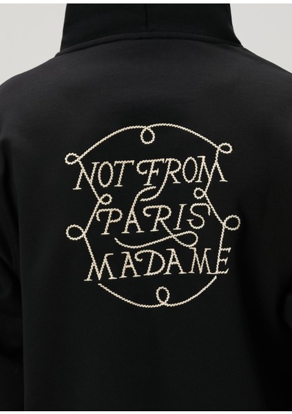Siyah Kapüşonlu Logo Nakışlı Sweatshirt