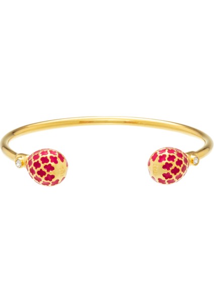 Agama Pink Tourmaline Gold Torque Bangle Kadın Bileklik