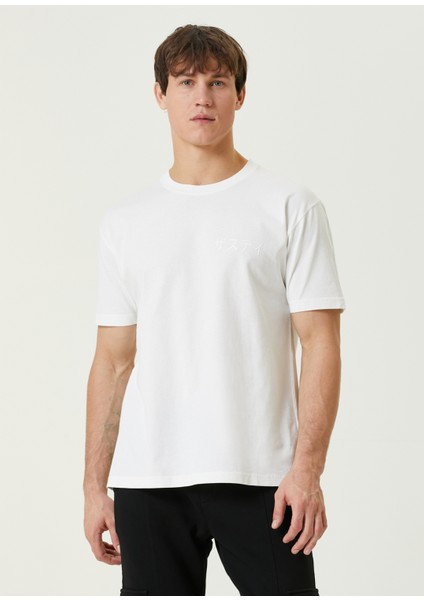 Haruka Beyaz Baskılı Oversized T-Shirt