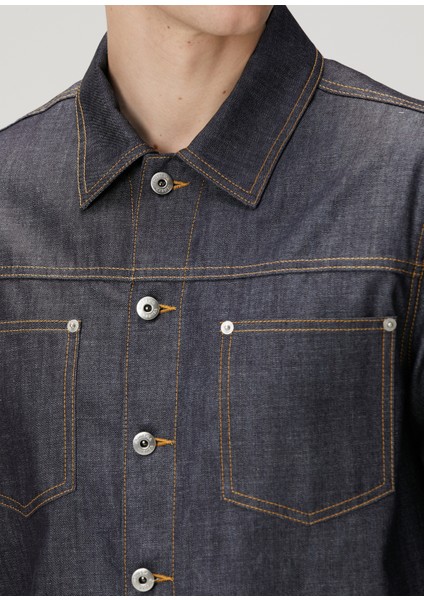Lacivert Kontrast Dikişli Denim Mont indirimleri