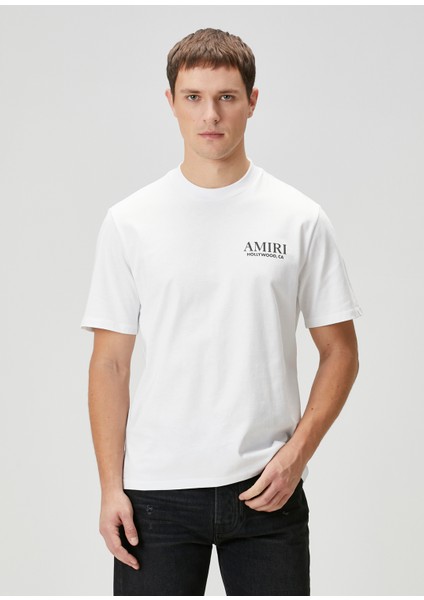 Beyaz Logo Baskılı T-Shirt